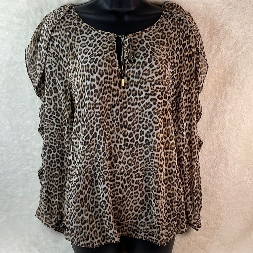 Chico’s Black Label Leopard Print Blouse | Women’s Size 1| Lightweight Flowy Top
